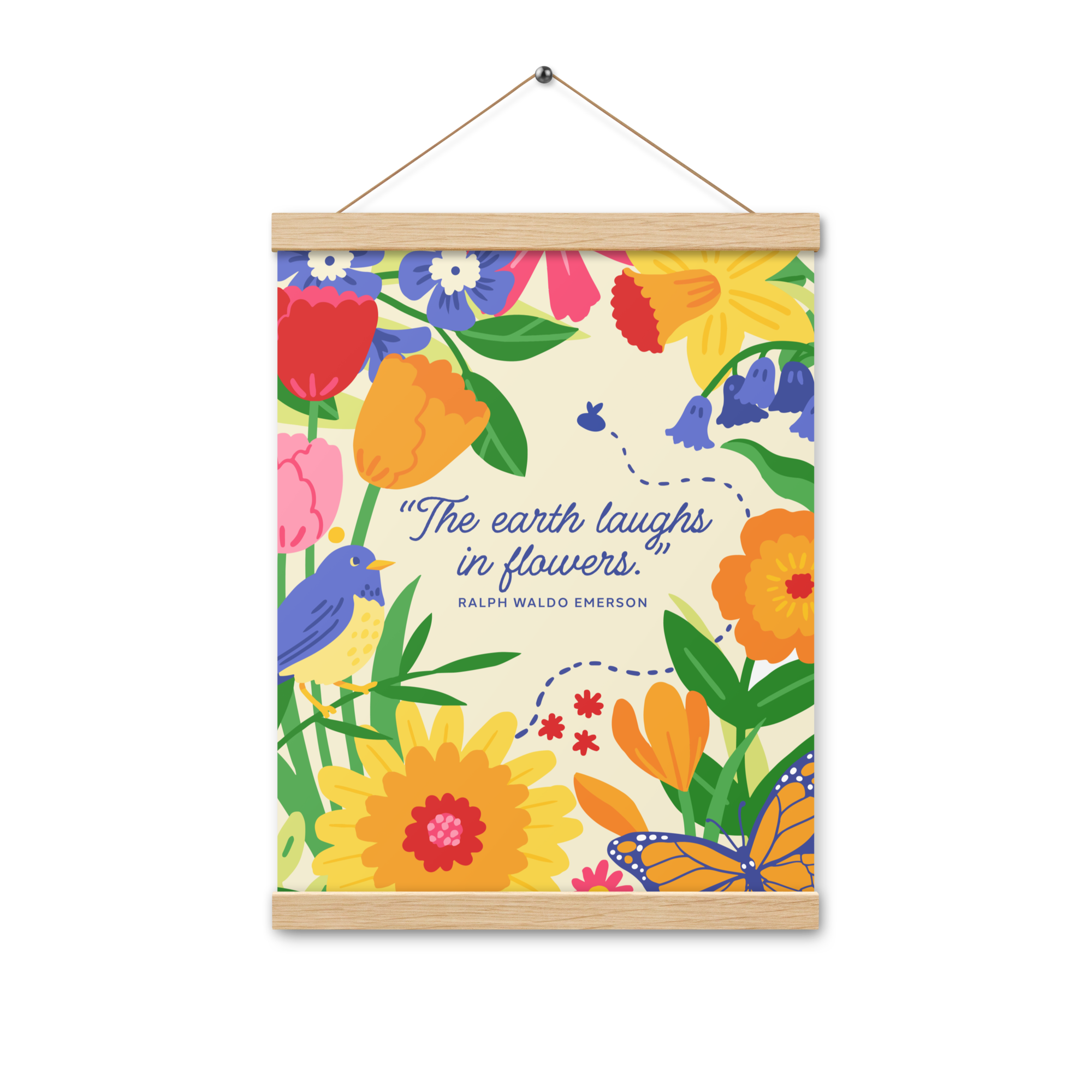 Flower Garden - Poster with wooden hanger