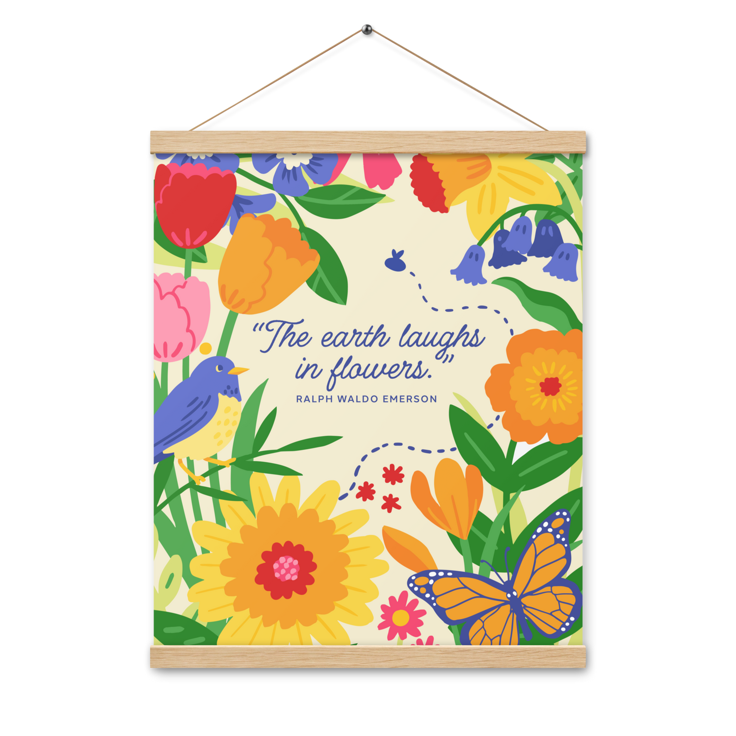 Flower Garden - Poster with wooden hanger