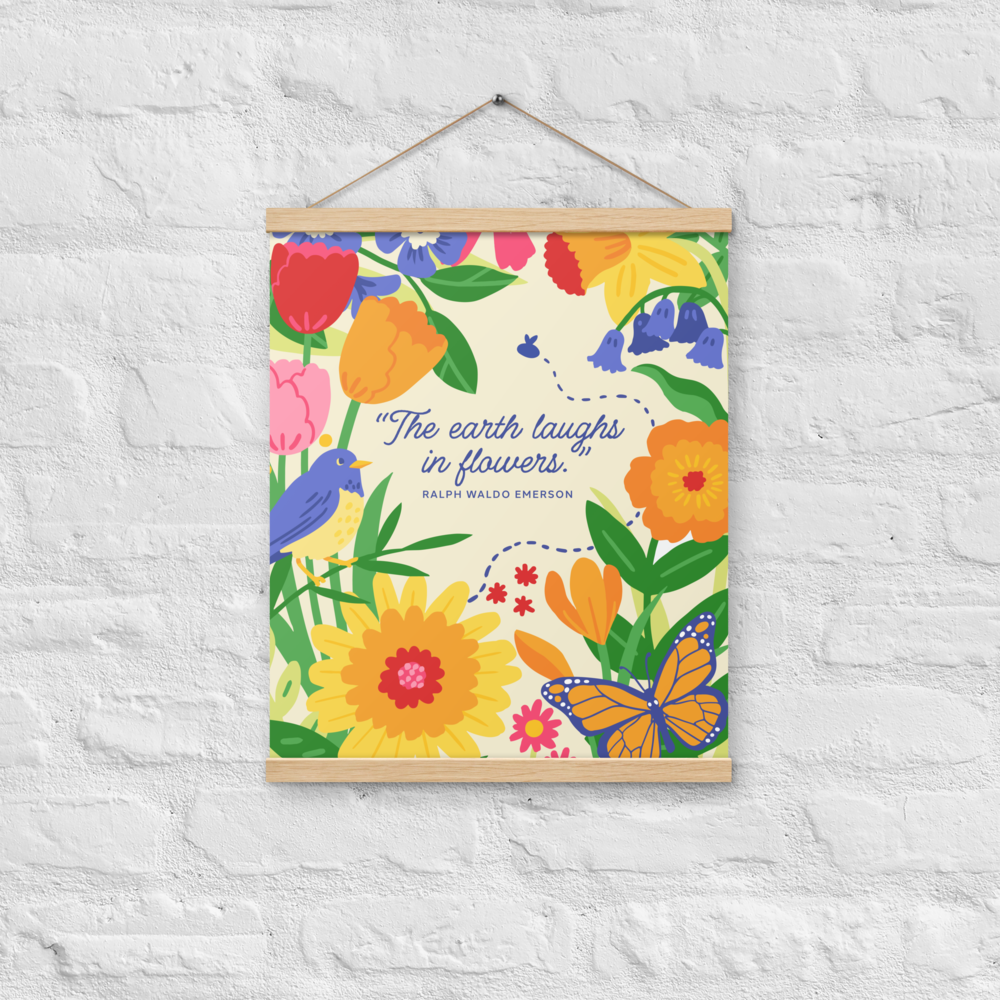 Flower Garden - Poster with wooden hanger