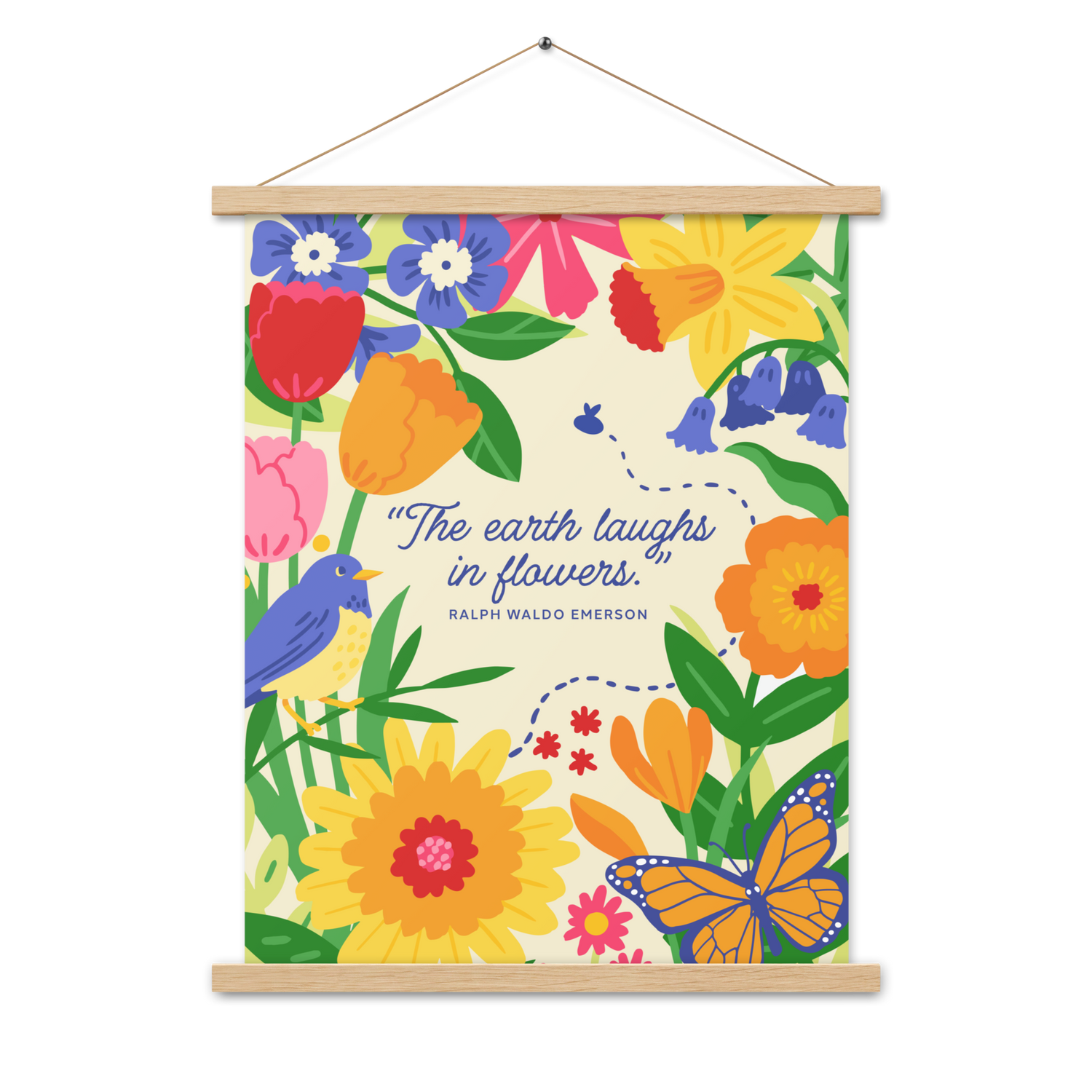 Flower Garden - Poster with wooden hanger